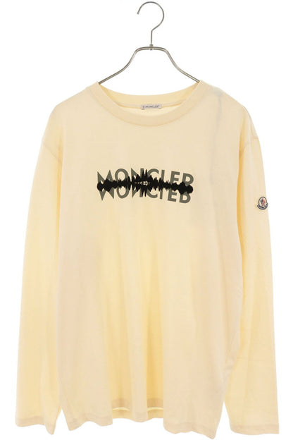 MONCLER Logo Print Cotton Long Sleeve T-Shirt Beige Size L
