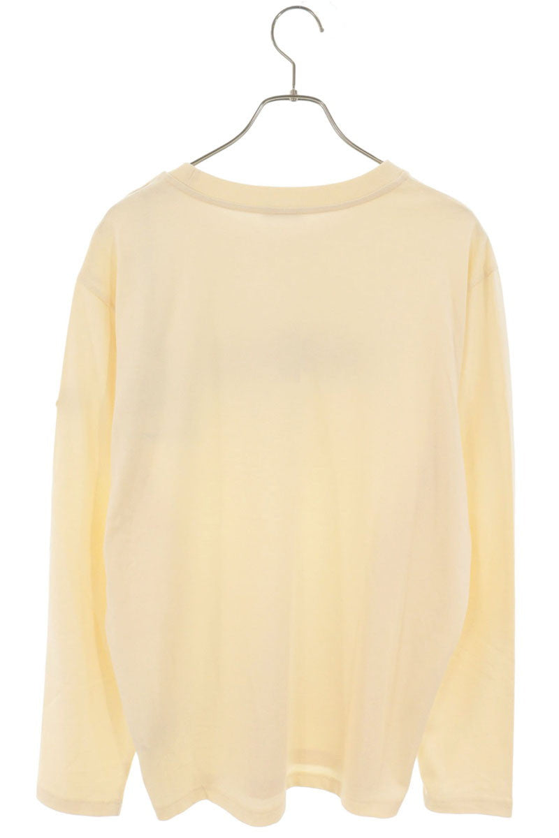 MONCLER Logo Print Cotton Long Sleeve T-Shirt Beige Size L