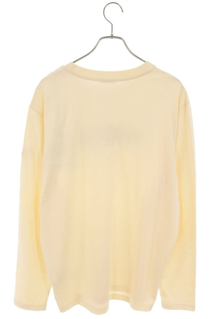 MONCLER Logo Print Cotton Long Sleeve T-Shirt Beige Size L