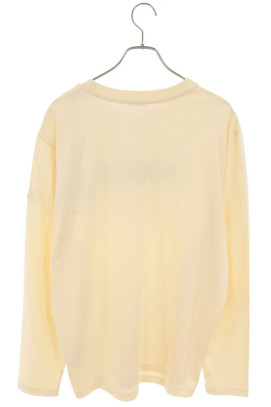 MONCLER Logo Print Cotton Long Sleeve T-Shirt Beige Size L