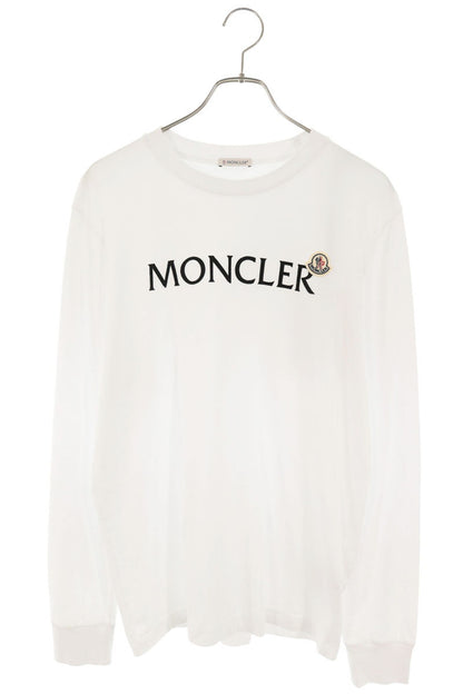 MONCLER Logo Patch Cotton Long Sleeve T-Shirt White Size M