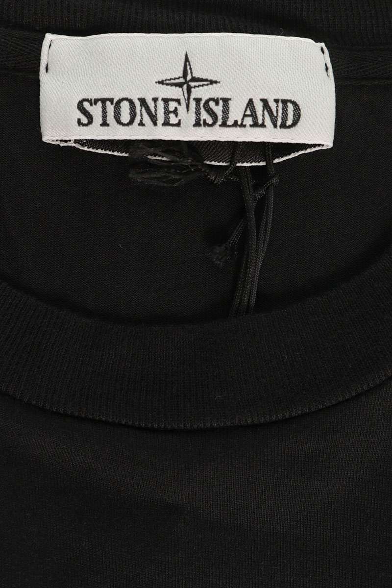 STONEISLAND Chest Logo Patch Cotton T-Shirt Black Size M