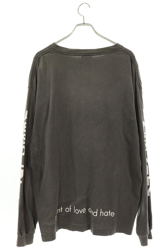 SAINT MICHAEL Distressed Graphic Print T-Shirt Gray Size XL