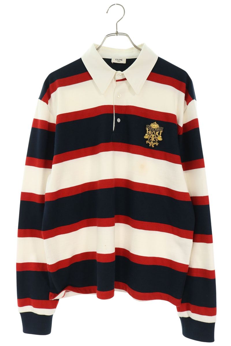 CELINE Blazon Stripe Long Sleeve Rugby Polo Multi Size L