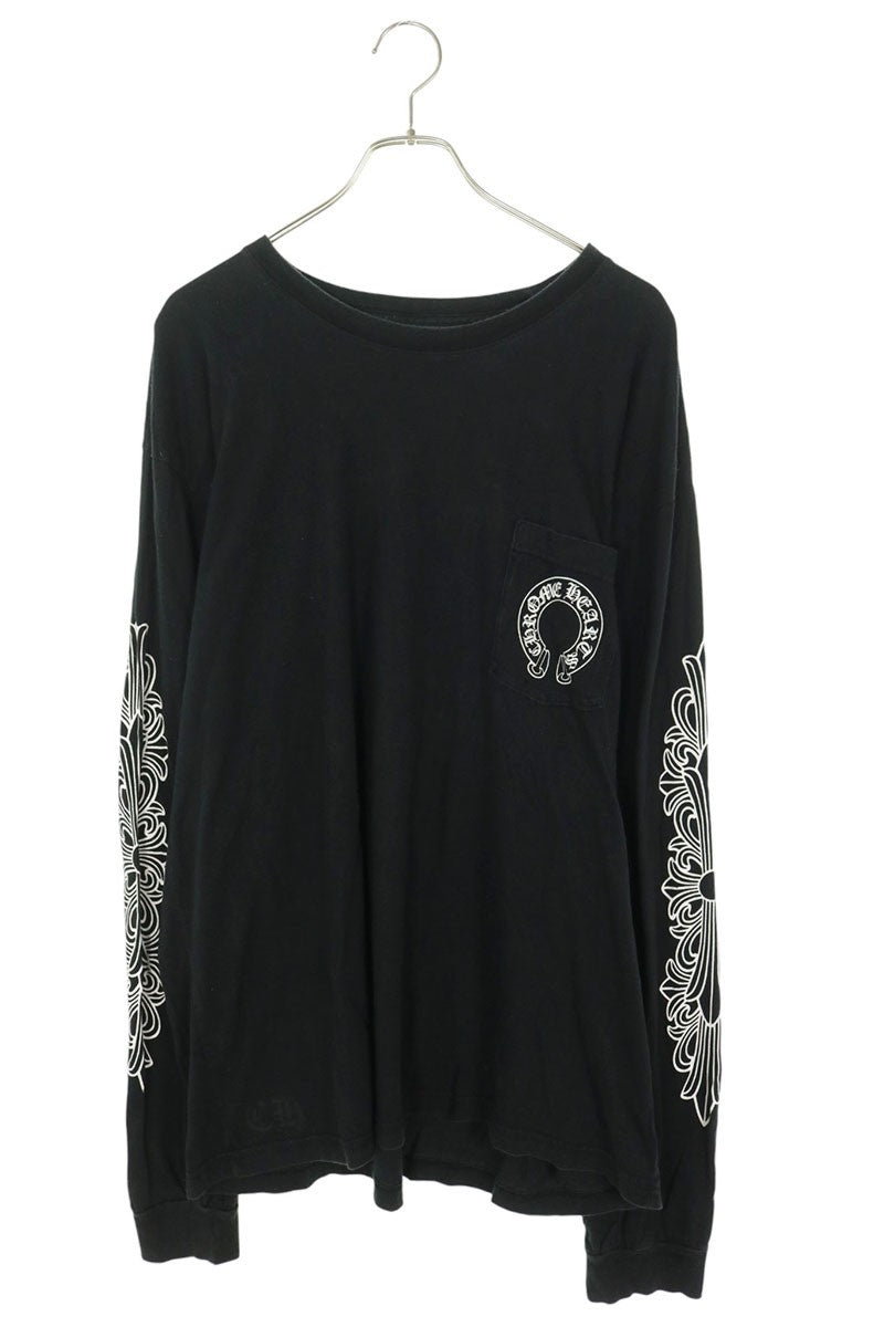 Chrome Hearts Floral Sleeve Horseshoe Tee Black Size XXL