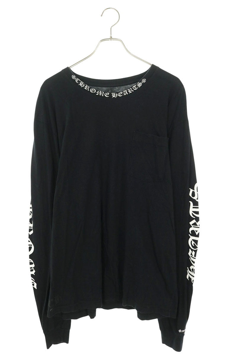 Chrome Hearts Neck Logo Print Long Sleeve Tee Black Size XL