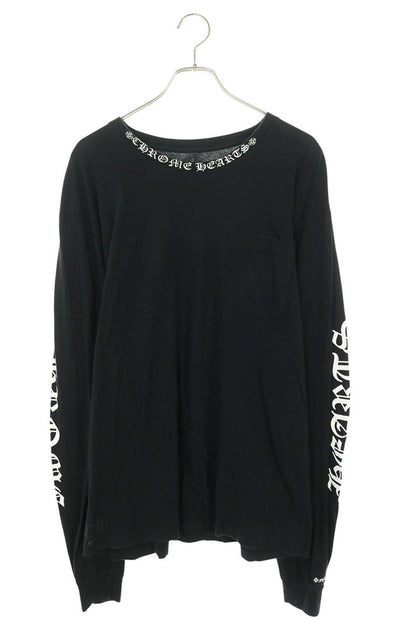 Chrome Hearts Neck Logo Print Long Sleeve Tee Black Size XL