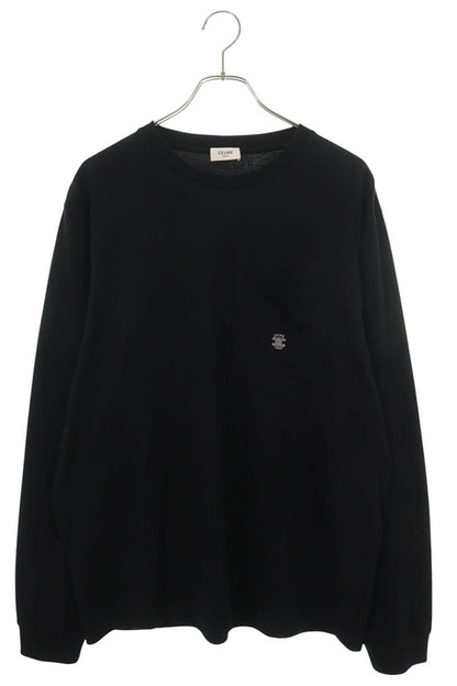 CELINE 38AW Triomphe Embroidered Pocket Tee Black Size XL