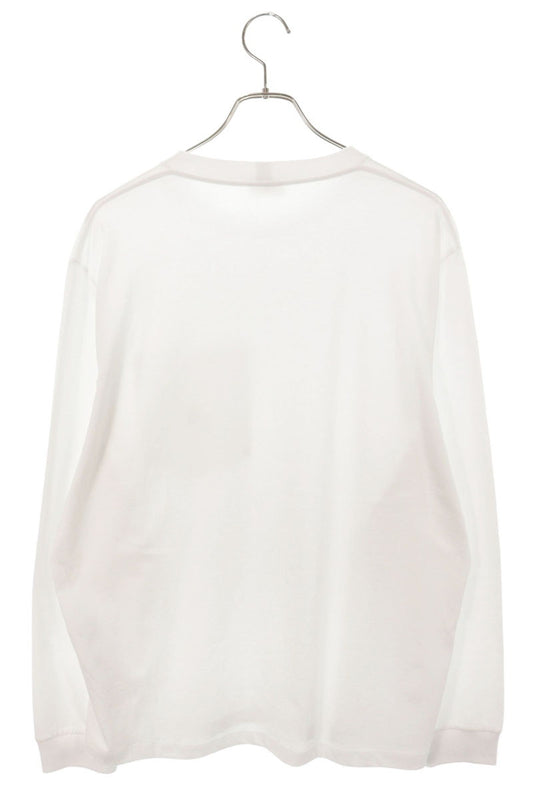 CELINE Triomphe Embroidered Pocket Long Sleeve Tee White Size XL
