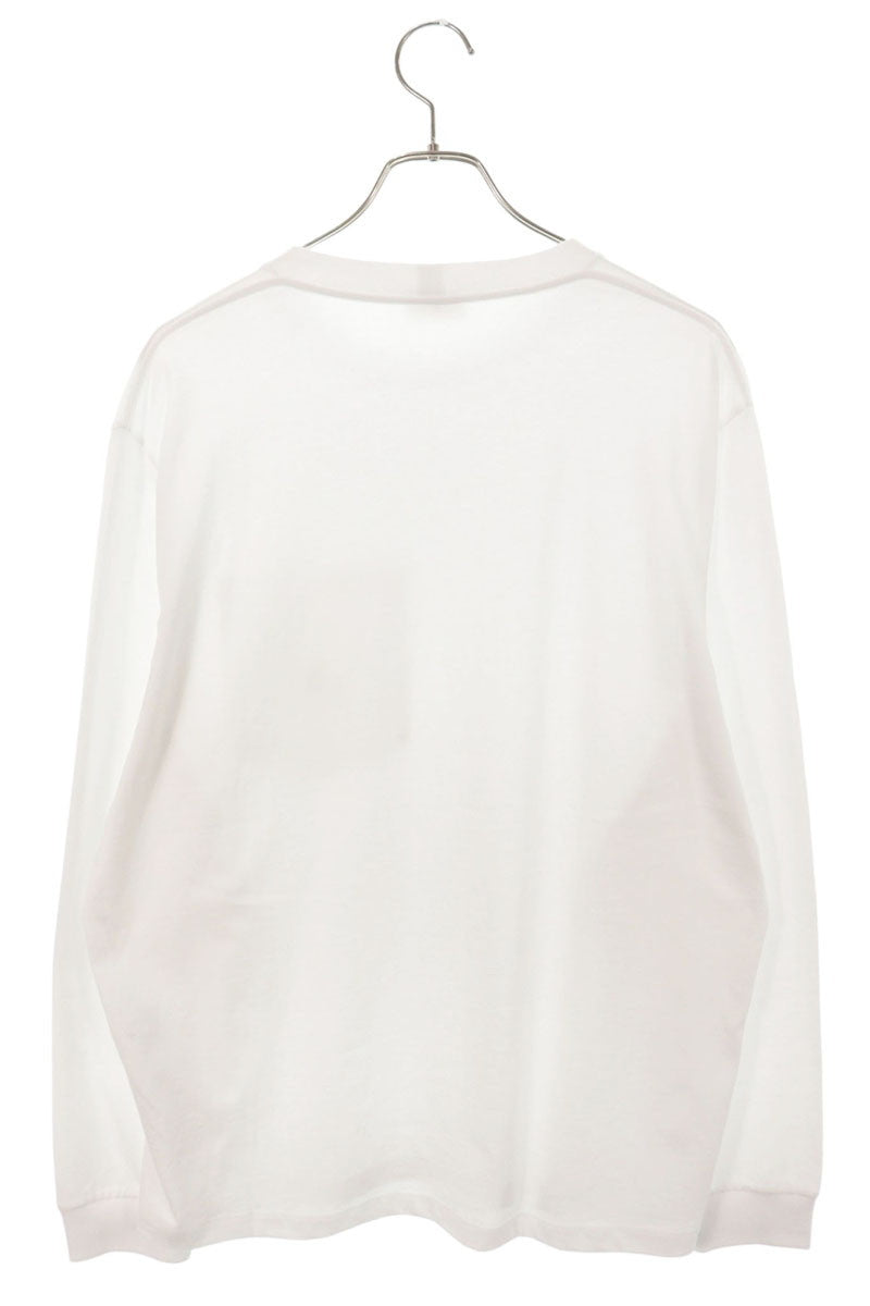 CELINE Triomphe Embroidered Pocket Long Sleeve Tee White Size XL