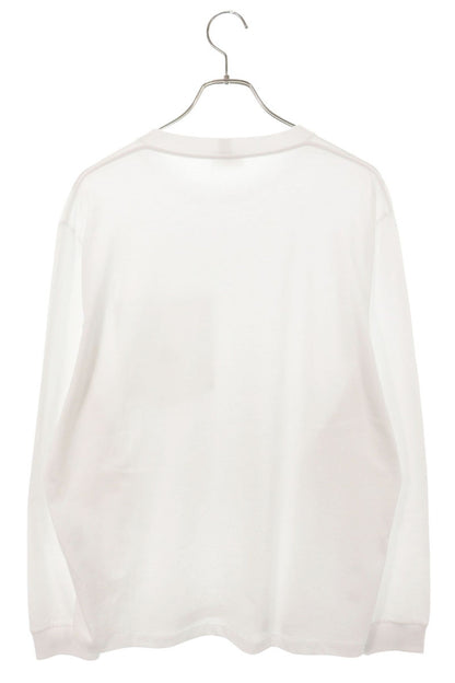 CELINE Triomphe Embroidered Pocket Long Sleeve Tee White Size XL
