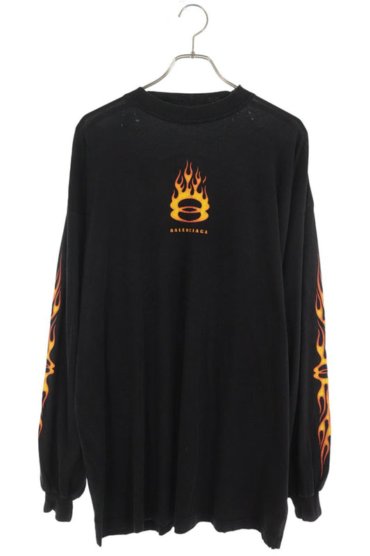 BALENCIAGA Burning Unity Logo Distressed Sleeve Black Size 2