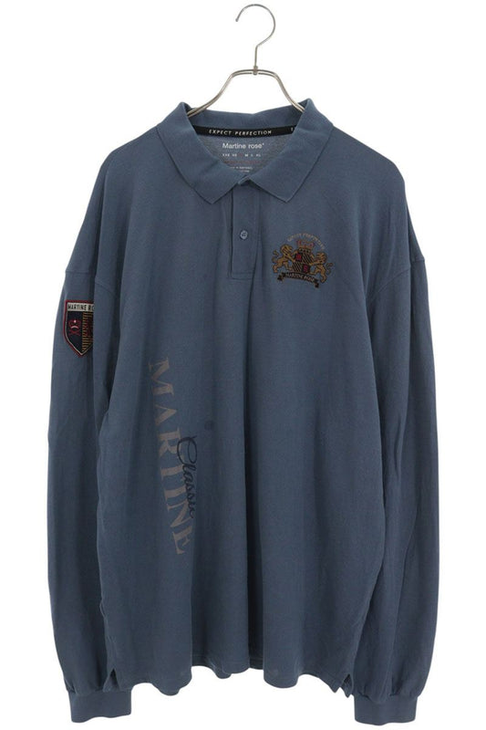 MARTIN ROSE 26SS Back Numbering Patch Long Polo Blue Size S