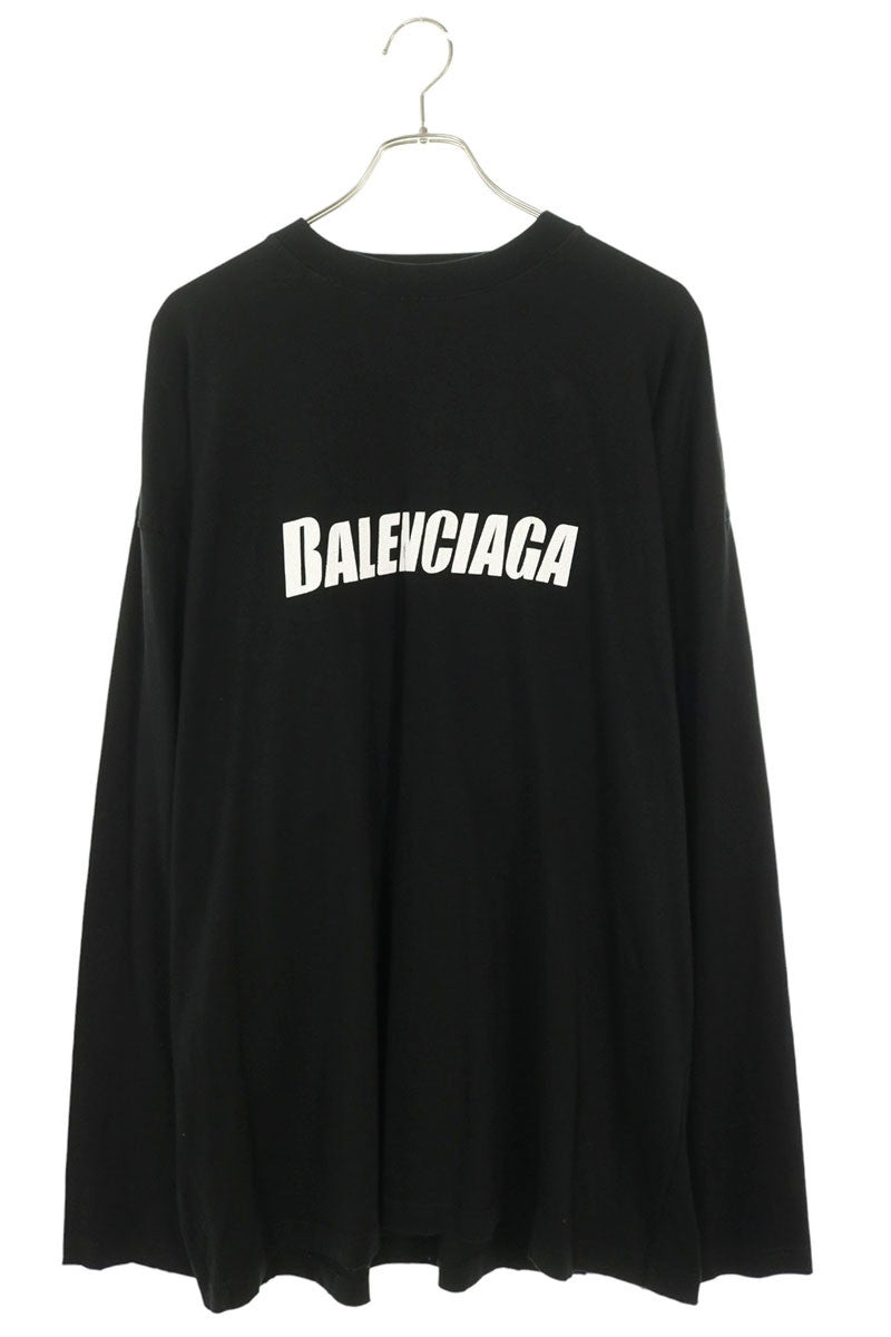 BALENCIAGA Black Cotton Logo Print Long Sleeve Tee Size 2