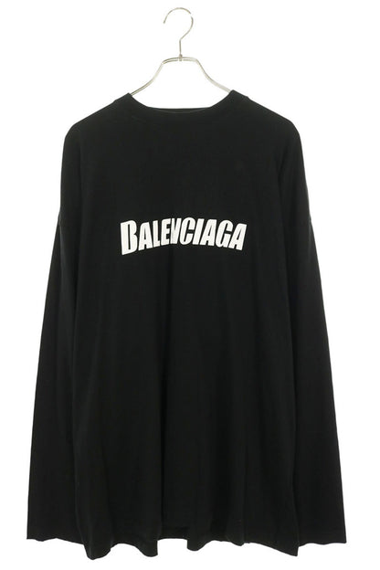BALENCIAGA Black Cotton Logo Print Long Sleeve Tee Size 2