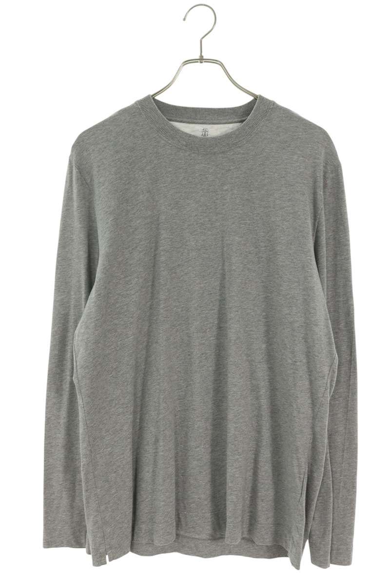 BRUNELLO CUCINELLI Cotton Crewneck Long Tee Gray Size L