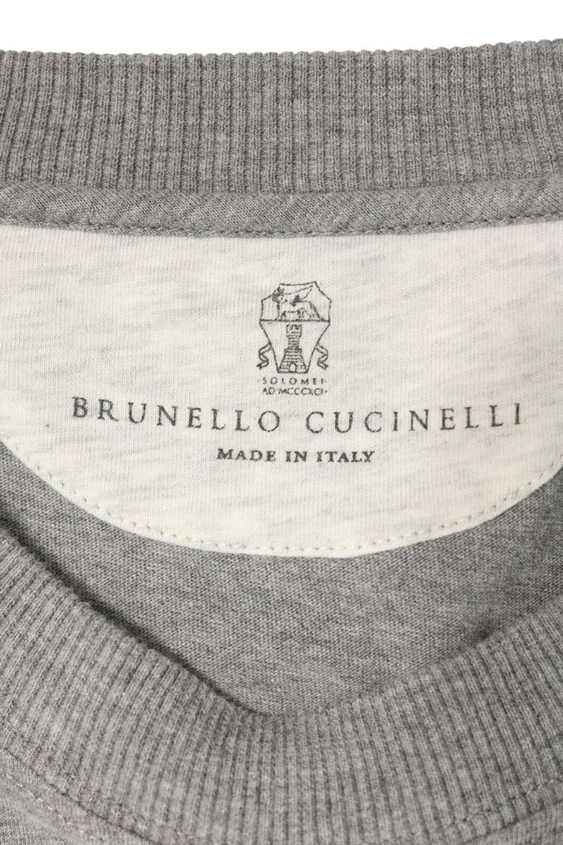 BRUNELLO CUCINELLI Cotton Crewneck Long Tee Gray Size L