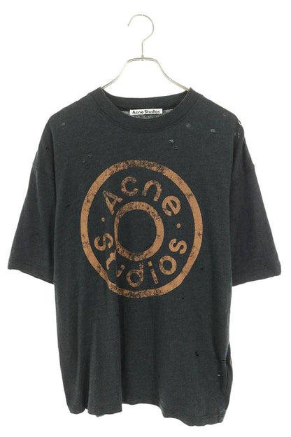 ACNE STUDIOS Vintage Circle Logo Print Long Sleeve Shirt Gray Size S