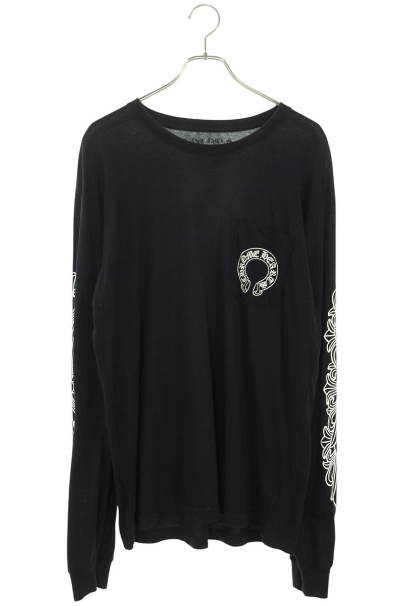 Chrome Hearts Back Horseshoe Print Long Sleeve Tee Black Size L