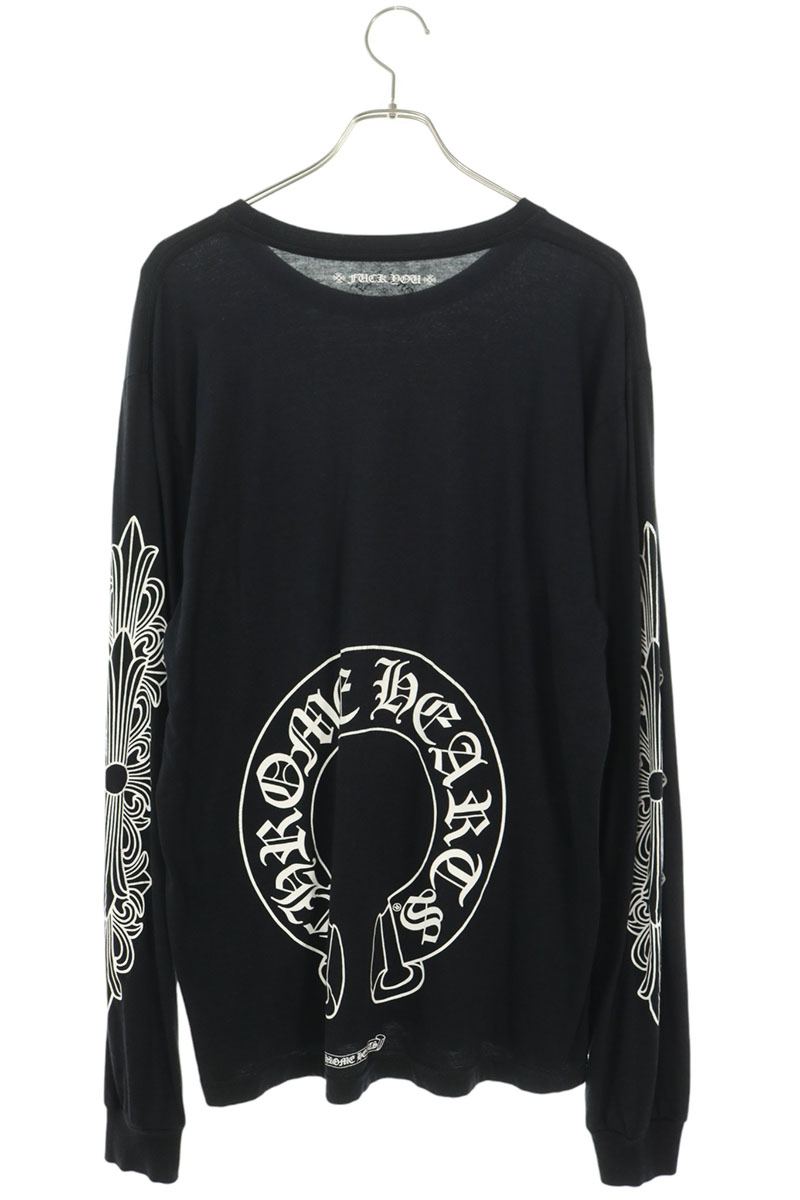 Chrome Hearts Back Horseshoe Print Long Sleeve Tee Black Size L