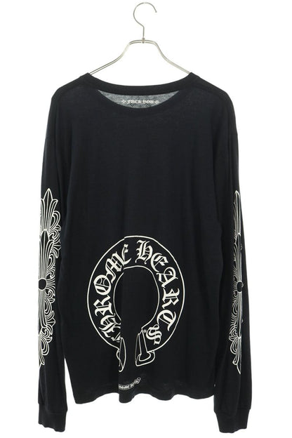Chrome Hearts Back Horseshoe Print Long Sleeve Tee Black Size L