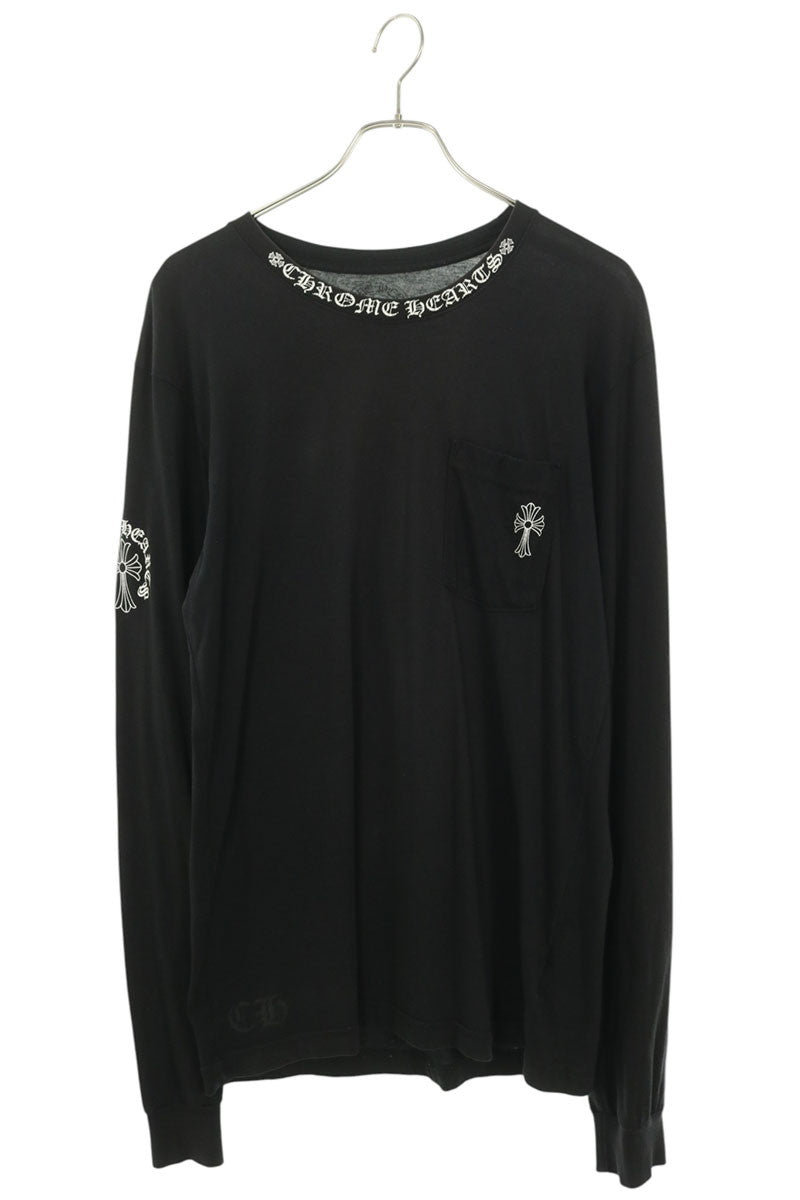 Chrome Hearts Neck Print Back Cross Long Sleeve Tee Black Size L