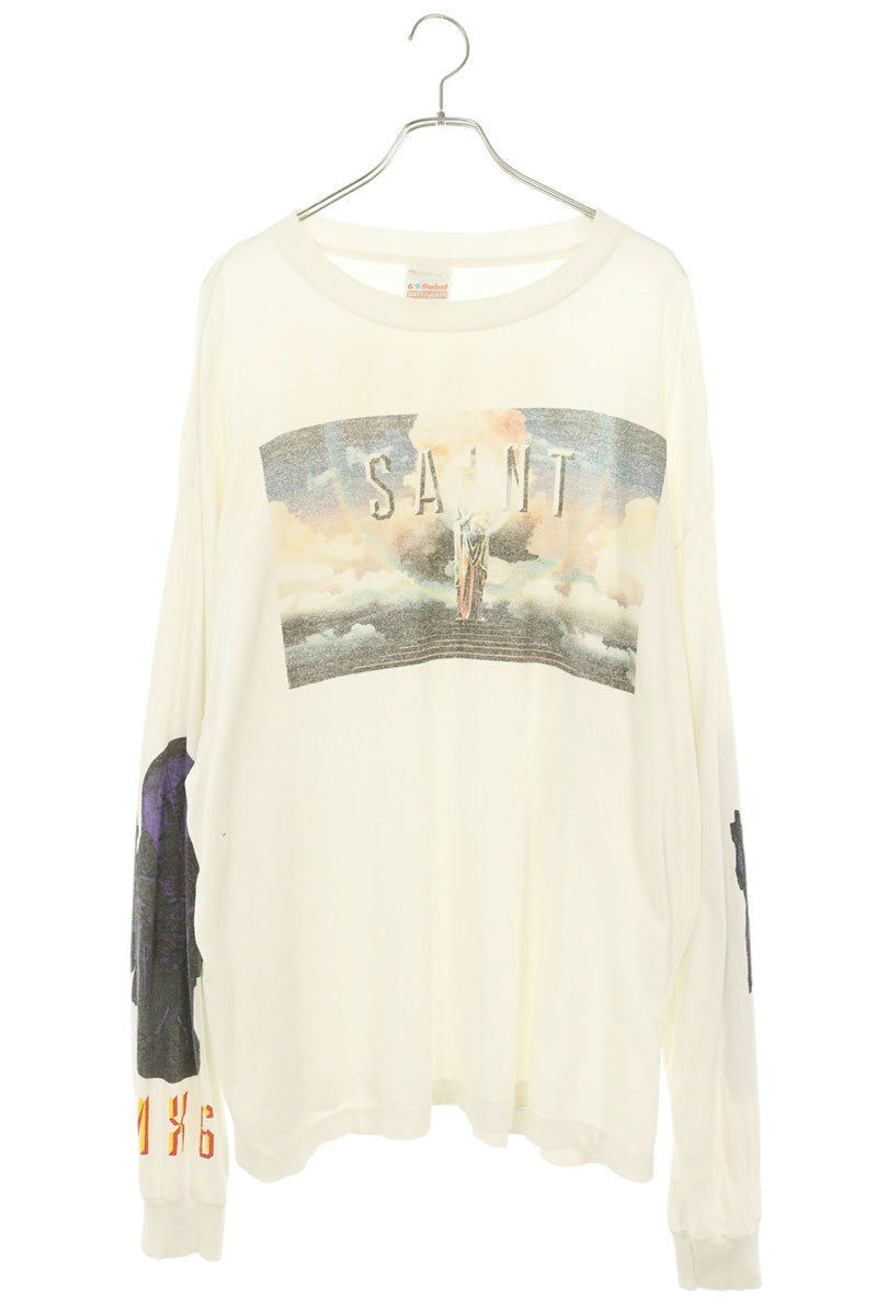 SAINT MICHAEL Vintage Saint Pictures Long Sleeve Tee White