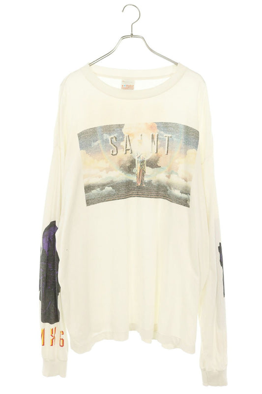 SAINT MICHAEL Vintage Saint Pictures Long Sleeve Tee White
