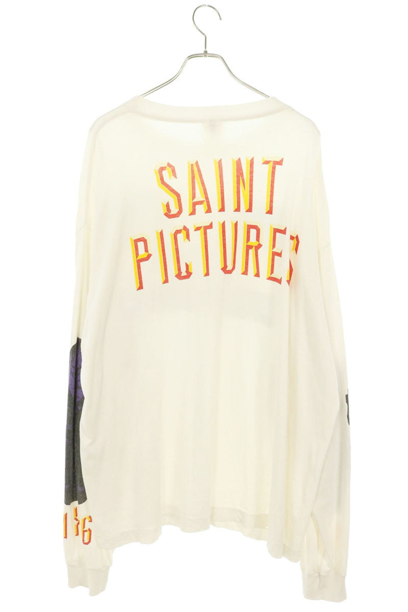 SAINT MICHAEL Vintage Saint Pictures Long Sleeve Tee White