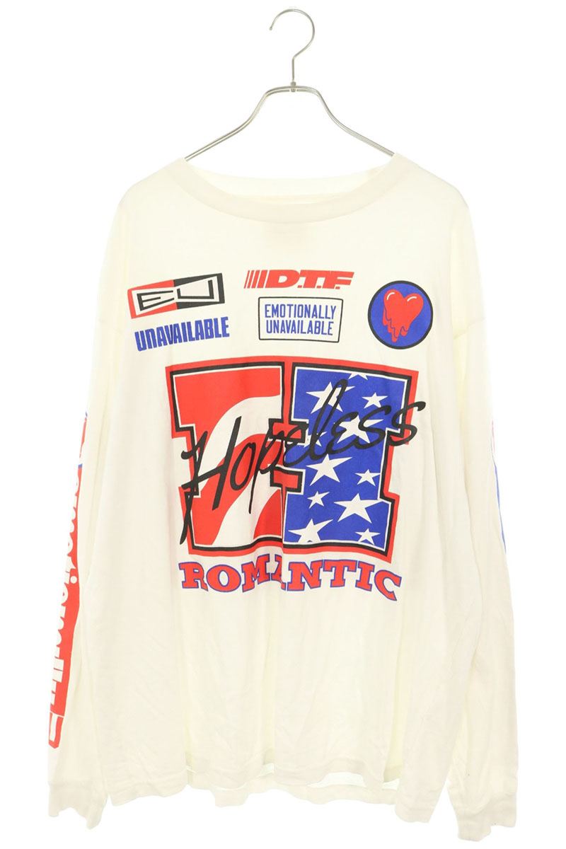 Emotionally Unavailable Racing Print Long Sleeve Tee White Size XL