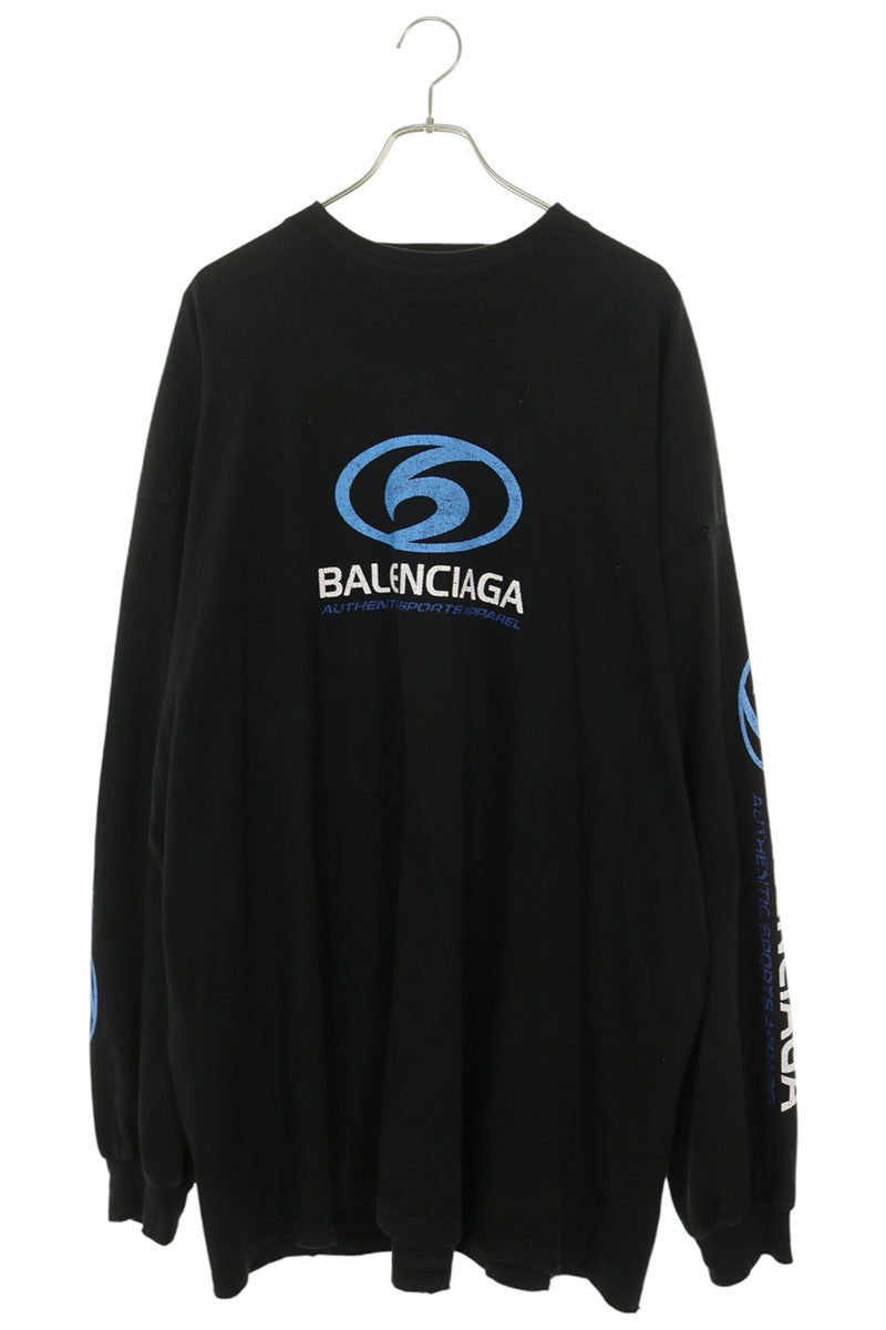 BALENCIAGA 24SS Logo Print Long Sleeve Tee Black Size 4