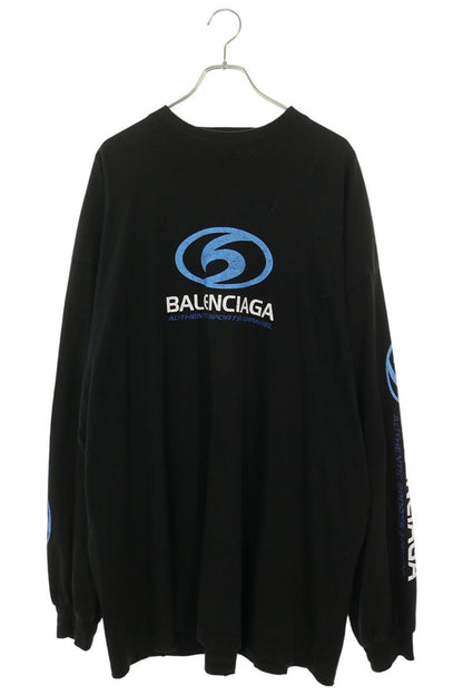 BALENCIAGA 24SS Logo Print Long Sleeve Tee Black Size 4