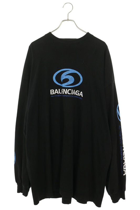 BALENCIAGA 24SS Logo Print Long Sleeve Tee Black Size 4