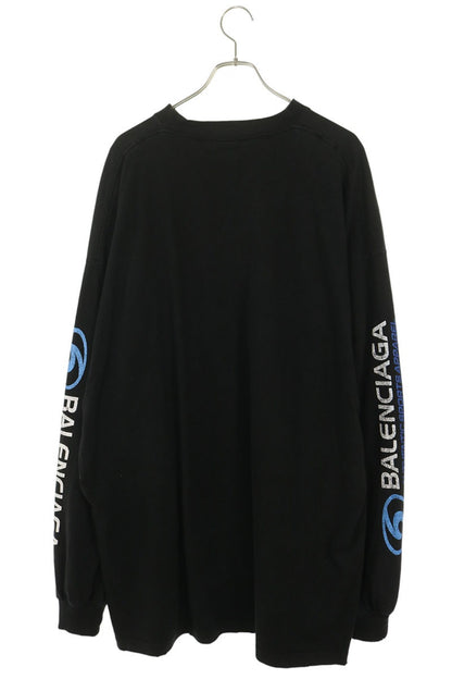 BALENCIAGA 24SS Logo Print Long Sleeve Tee Black Size 4
