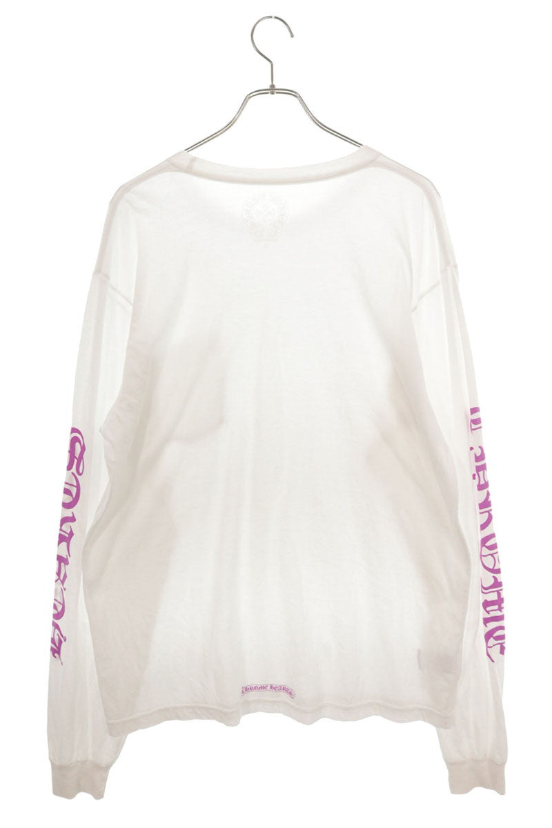 Chrome Hearts White Neck & Sleeve Logo Long Sleeve Shirt Size XL