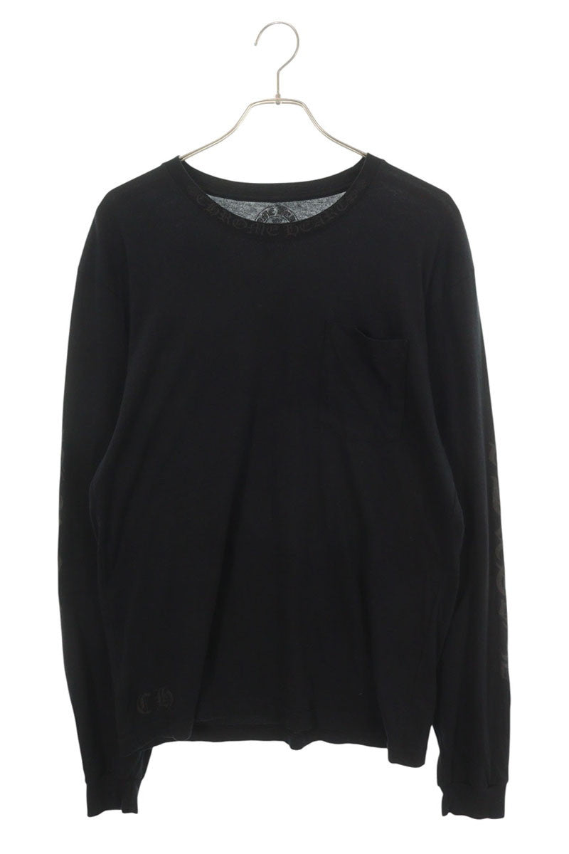 Chrome Hearts Black Neck Logo Print Long Sleeve Shirt Size L