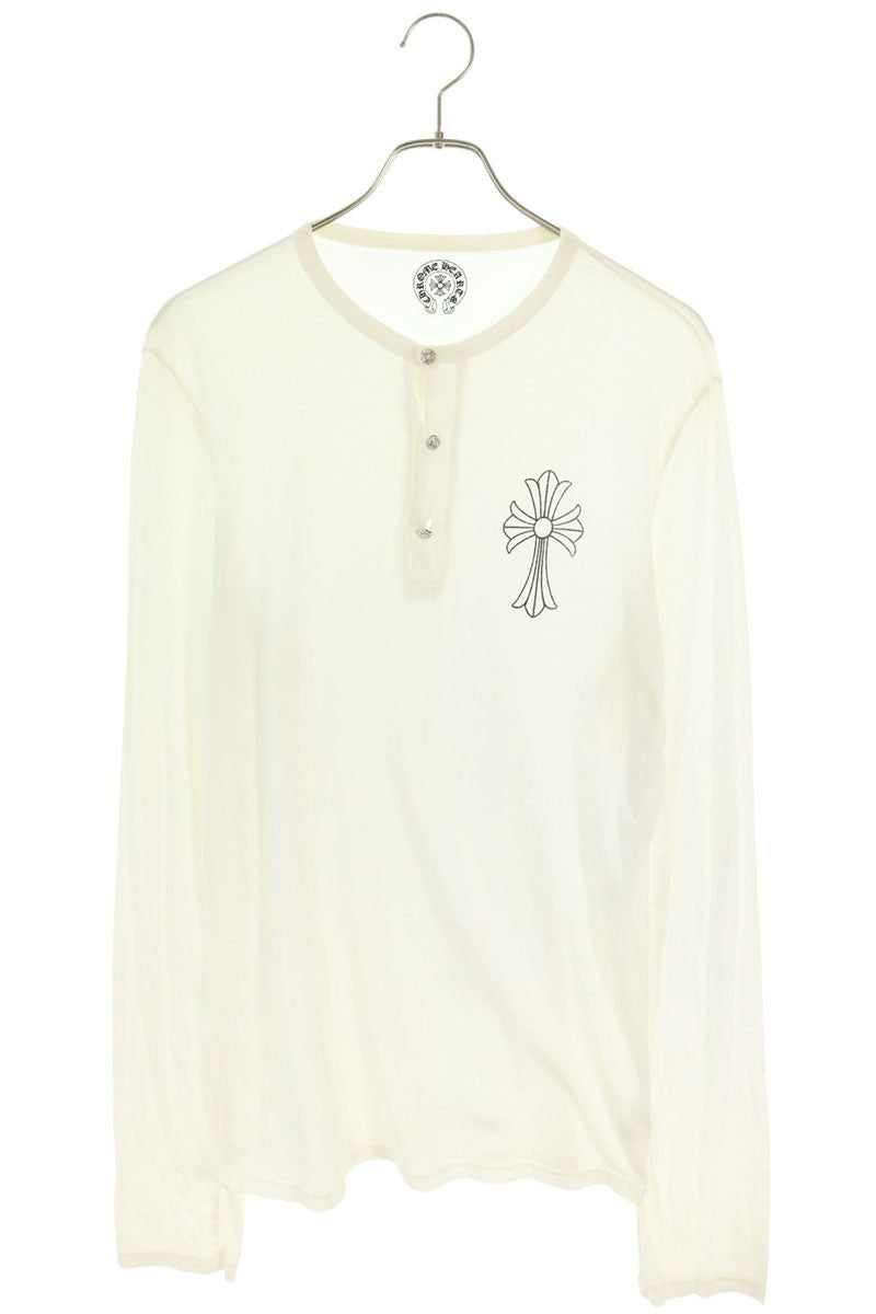 Chrome Hearts Long Sleeve HNLY Henley Cross Print Long Sleeve White Size S