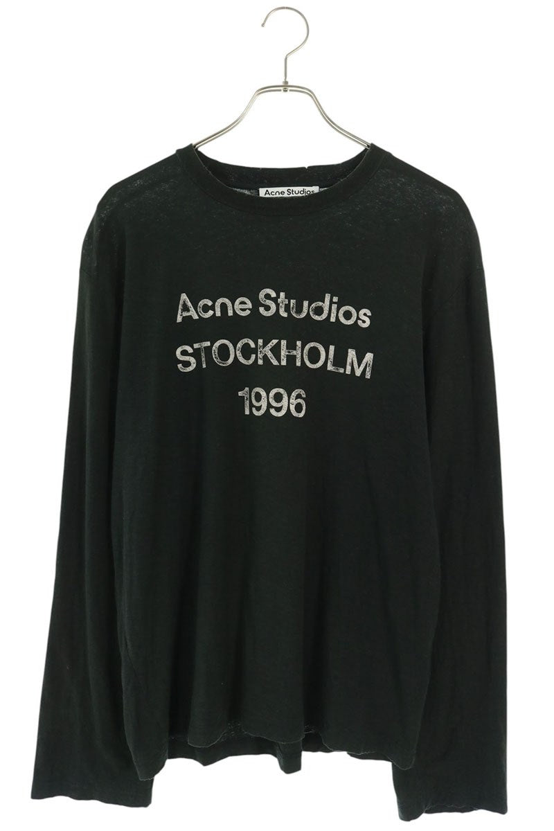 ACNE STUDIOS Logo Print Relaxed Fit Long Sleeve Black Size XS