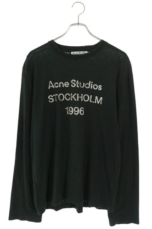 ACNE STUDIOS Logo Print Relaxed Fit Long Sleeve Black Size XS