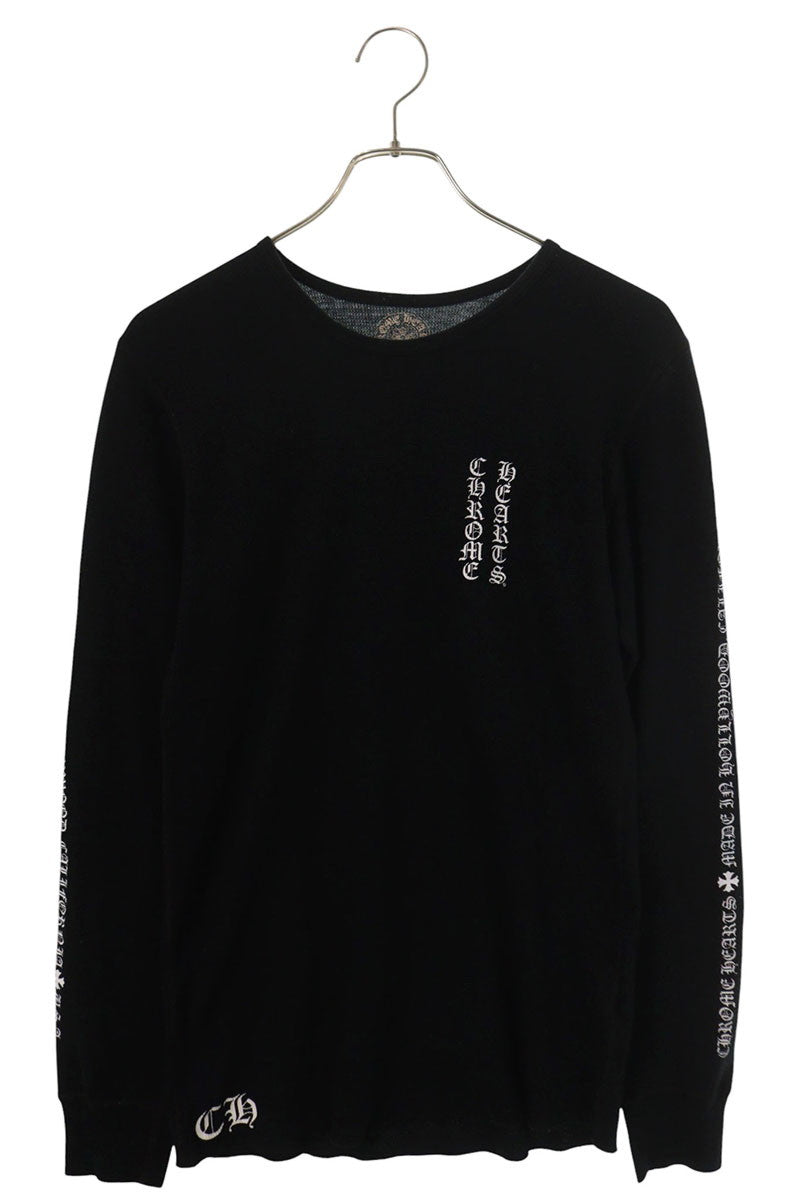 Chrome Hearts Thermal Long Sleeve Back Floral Sleeve Black Size M