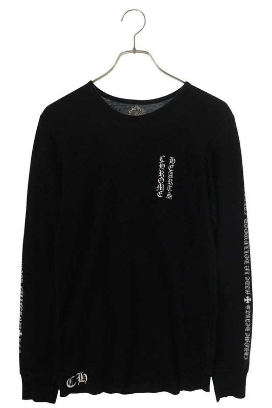 Chrome Hearts Thermal Long Sleeve Back Floral Sleeve Black Size M