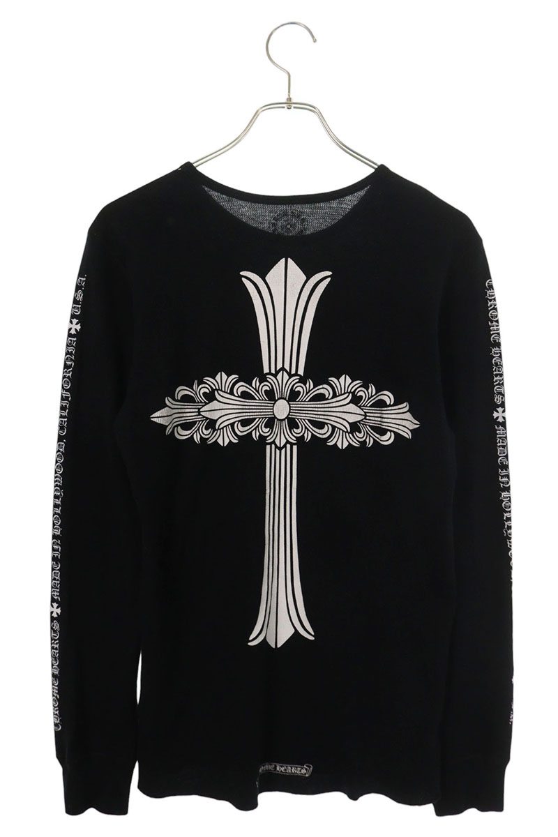 Chrome Hearts Thermal Long Sleeve Back Floral Sleeve Black Size M
