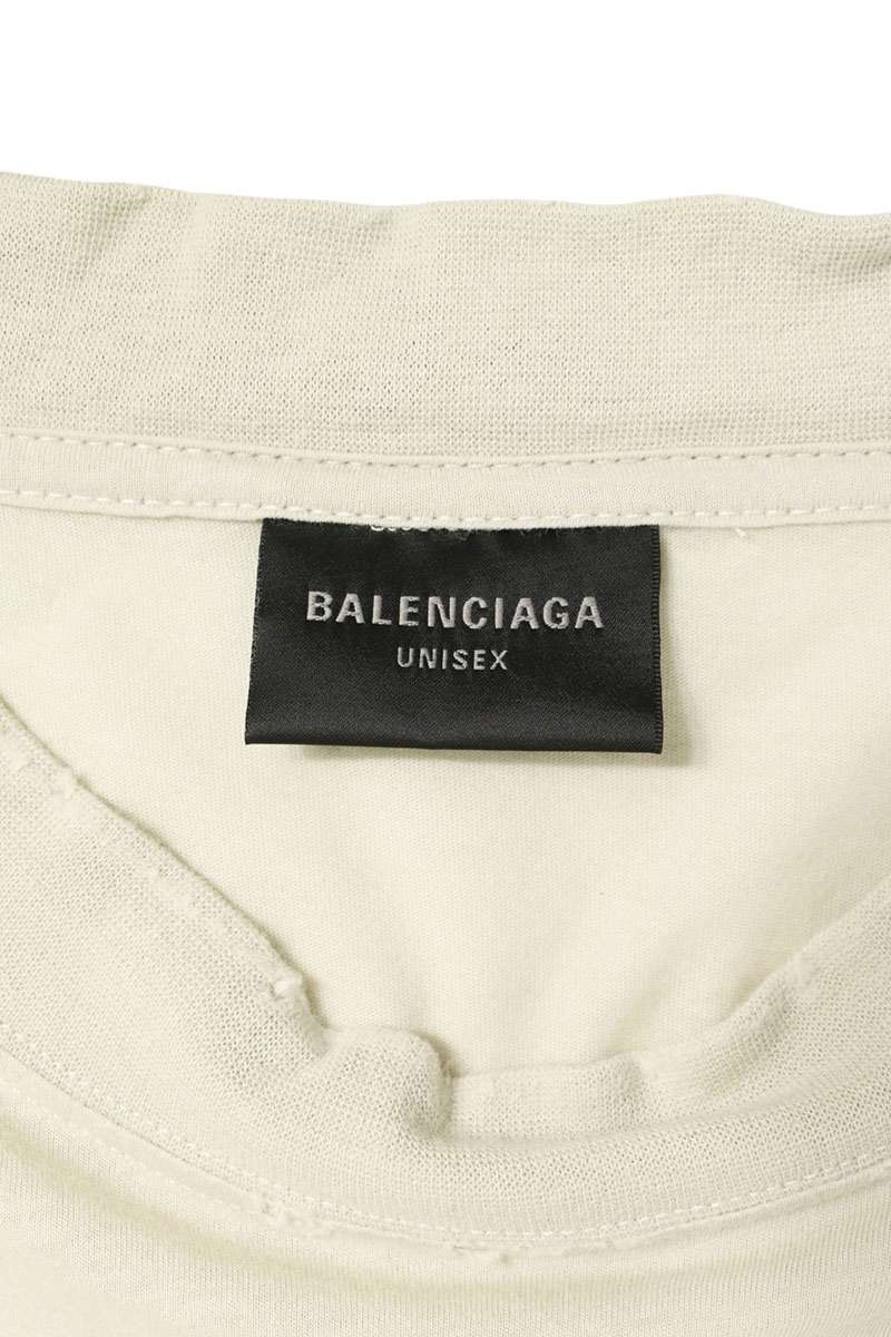 BALENCIAGA Cotton Neck Logo Damaged Long Sleeve T-Shirt Gray Size 2