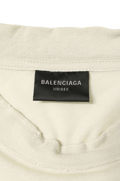 BALENCIAGA Cotton Neck Logo Damaged Long Sleeve T-Shirt Gray Size 2