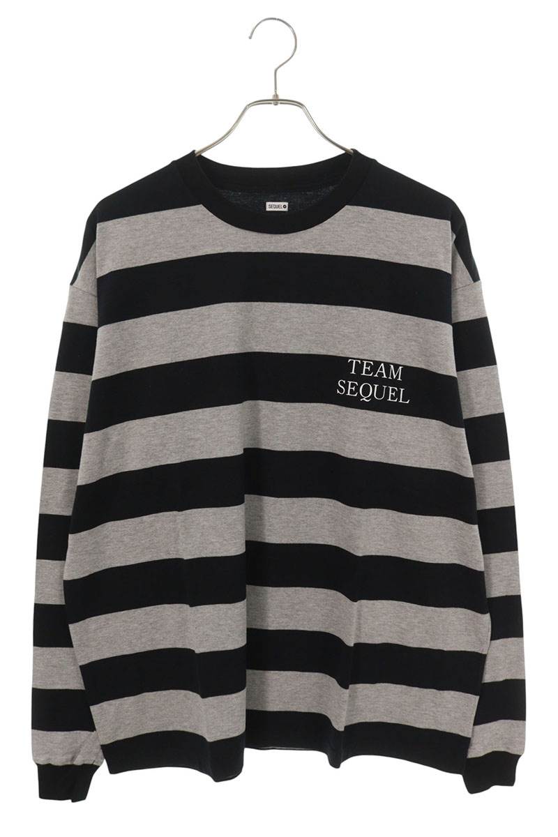 SEQUEL 25AW Logo Print Border Long Sleeve T-Shirt Black/Gray Size S