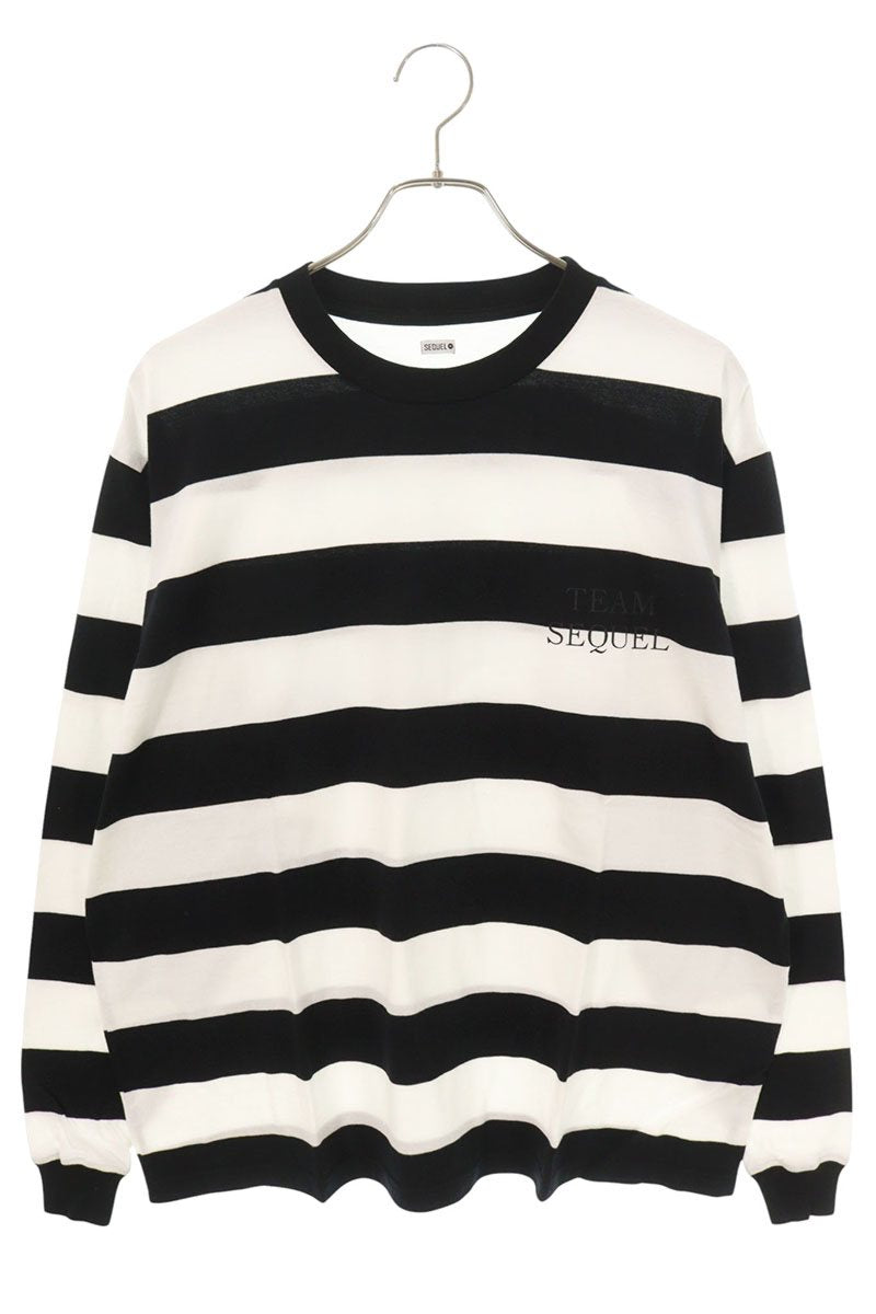 SEQUEL 25AW Logo Print Border Long Sleeve T-Shirt Size M