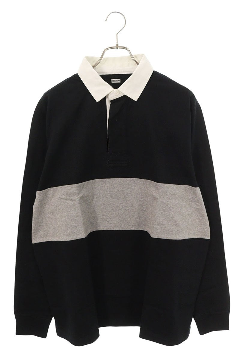 SEQUEL 25AW Logo Print Long Sleeve Polo Black Size L