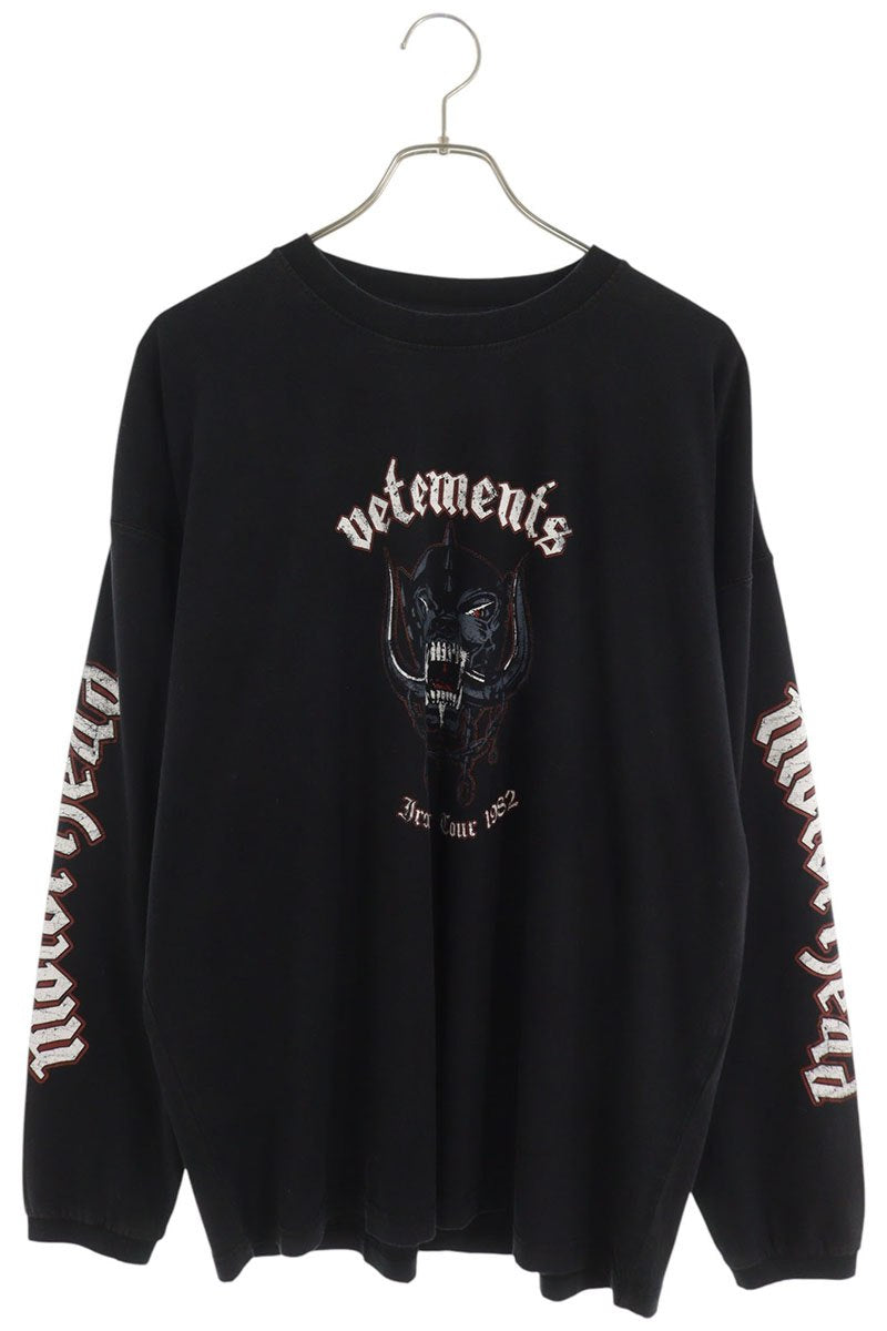 VETEMENTS AW26 Graphic Print Long Sleeve Shirt Black Size M