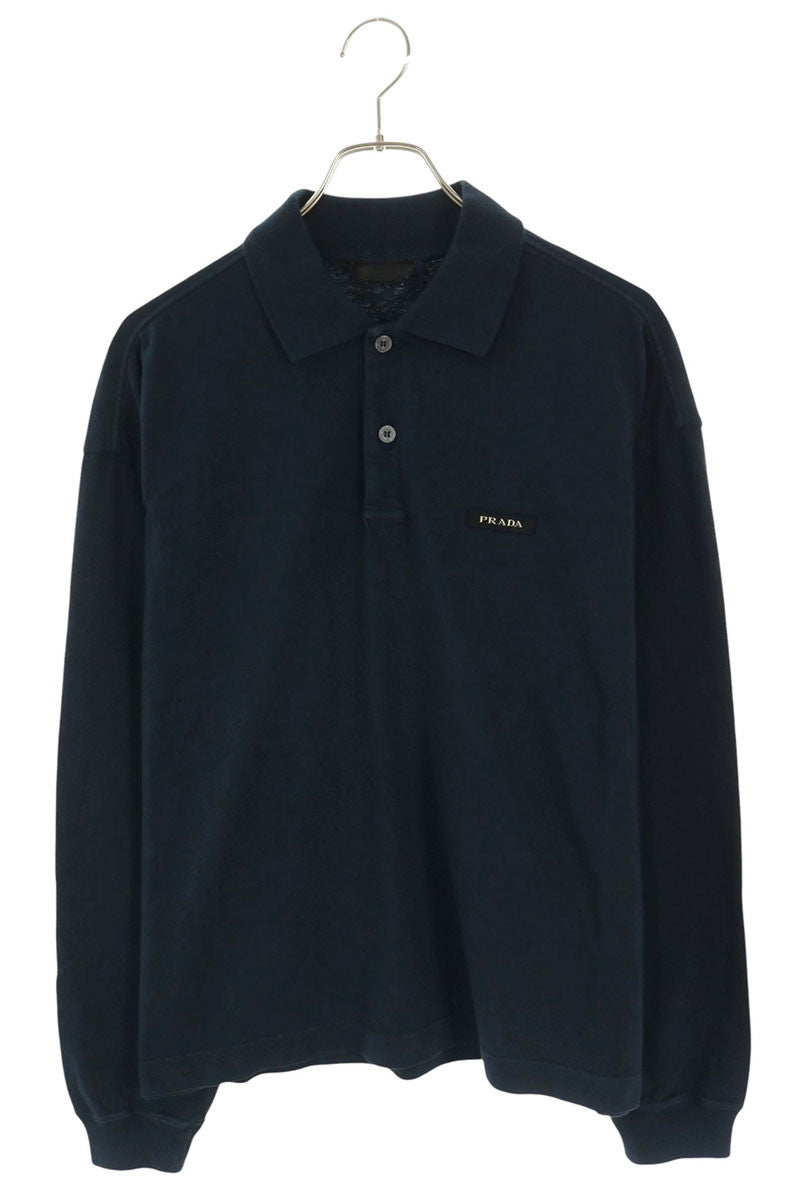 PRADA FW26 Chest Logo Long Sleeve Polo Shirt Size S