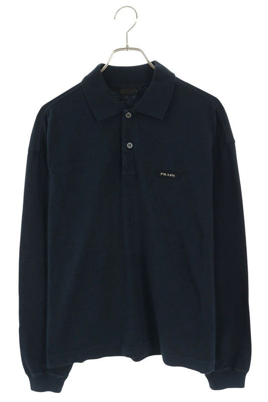 PRADA FW26 Chest Logo Long Sleeve Polo Shirt Size S